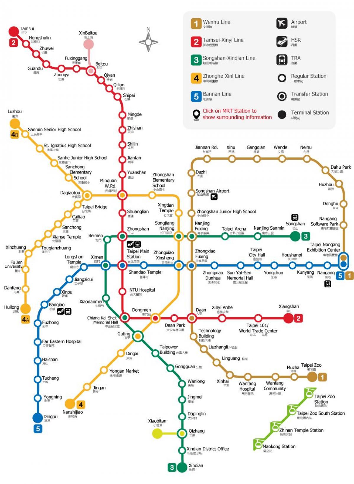 Taipei U-Bahn-station Karte