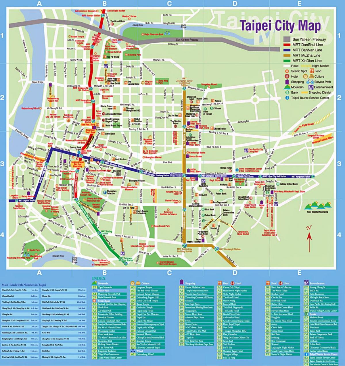 Karte von Taipei city tourist