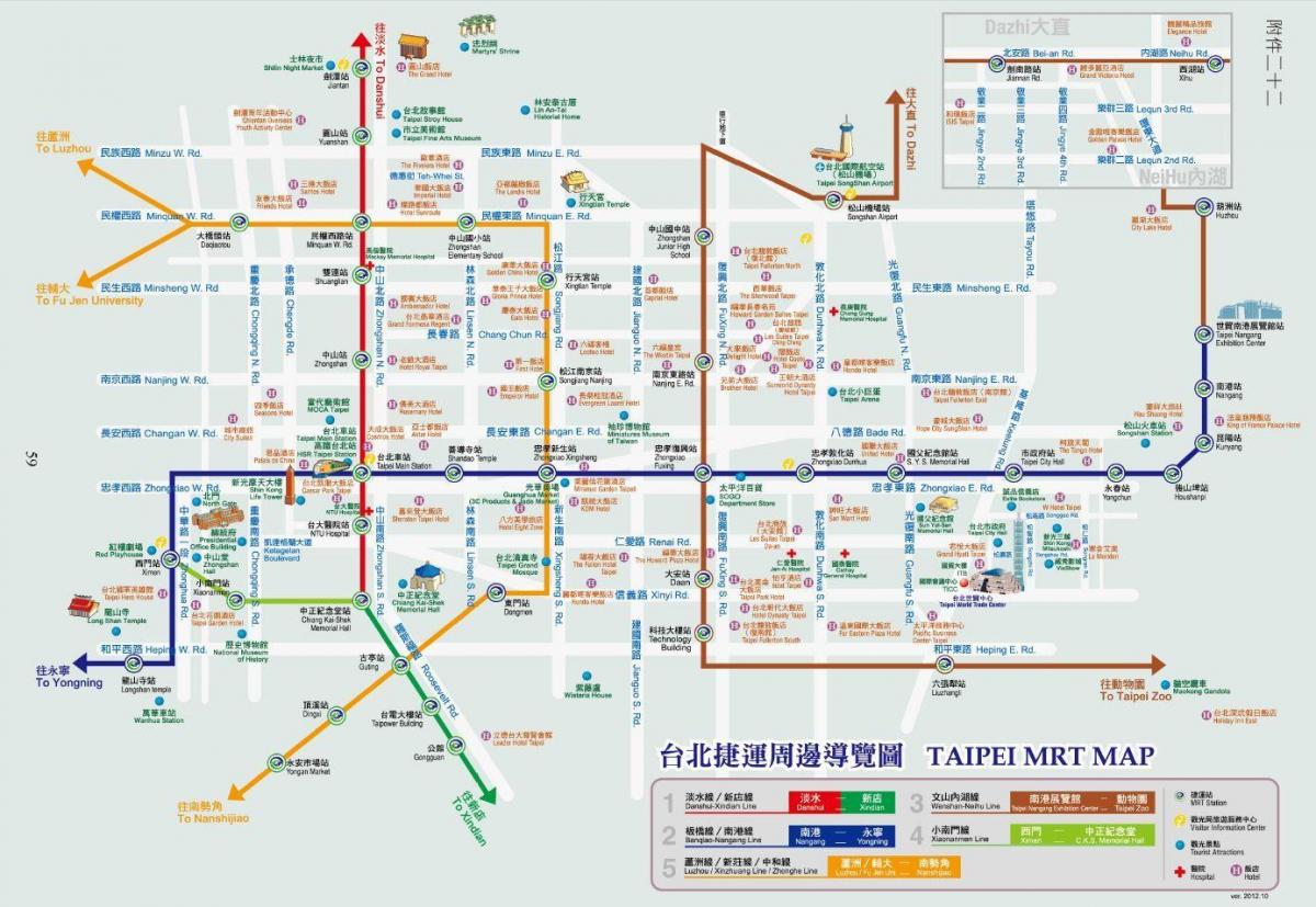 Taipei metro Karte mit Sehenswürdigkeiten