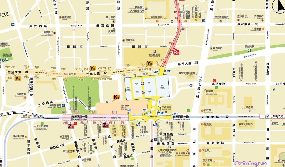 Karte von Taipei U-Bahn-mall