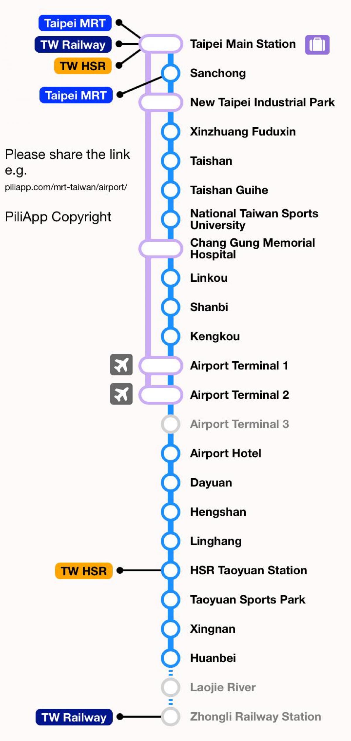 Taipei mrt map zum Flughafen taoyuan